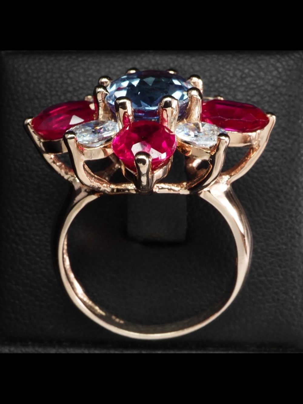Floral Ring-Multi Gemstone 12.10Ct 925 Sterling Silver Rose Gold Rings Size 8.25 - Picture 7 of 8